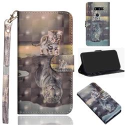 Tiger and Cat 3D Painted Leather Wallet Case for LG G8 ThinQ