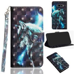 Snow Wolf 3D Painted Leather Wallet Case for LG G8 ThinQ