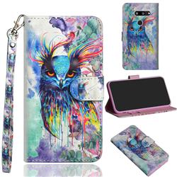 Watercolor Owl 3D Painted Leather Wallet Case for LG G8 ThinQ