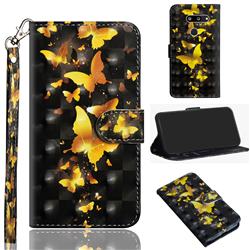 Golden Butterfly 3D Painted Leather Wallet Case for LG G8 ThinQ