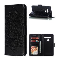 Intricate Embossing Datura Solar Leather Wallet Case for LG G8 ThinQ - Black