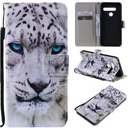 White Leopard PU Leather Wallet Case for LG G8 ThinQ