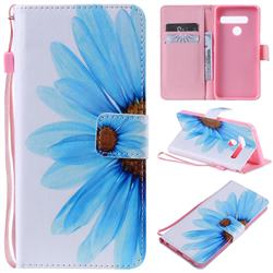 Blue Sunflower PU Leather Wallet Case for LG G8 ThinQ