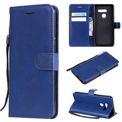 Retro Greek Classic Smooth PU Leather Wallet Phone Case for LG G8 ThinQ - Blue