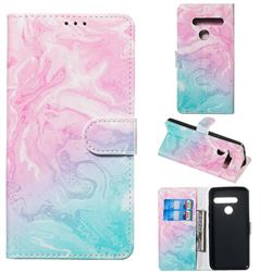Pink Green Marble PU Leather Wallet Case for LG G8 ThinQ