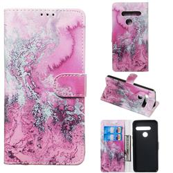 Pink Seawater PU Leather Wallet Case for LG G8 ThinQ