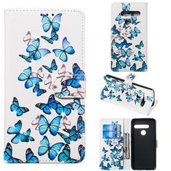 Blue Vivid Butterflies PU Leather Wallet Case for LG G8 ThinQ