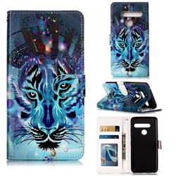Ice Wolf 3D Relief Oil PU Leather Wallet Case for LG G8 ThinQ
