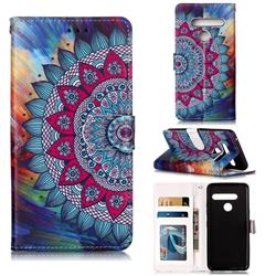 Mandala Flower 3D Relief Oil PU Leather Wallet Case for LG G8 ThinQ