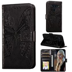 Intricate Embossing Vivid Butterfly Leather Wallet Case for LG G8 ThinQ - Black