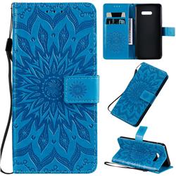 Embossing Sunflower Leather Wallet Case for LG G8X ThinQ - Blue