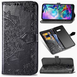 Embossing Imprint Mandala Flower Leather Wallet Case for LG G8X ThinQ - Black