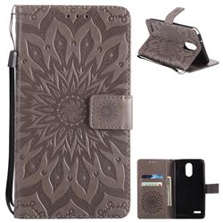 Embossing Sunflower Leather Wallet Case for LG Stylo 3 Plus / Stylus 3 Plus - Gray