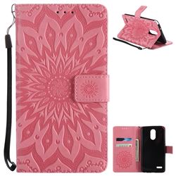 Embossing Sunflower Leather Wallet Case for LG Stylo 3 Plus / Stylus 3 Plus - Pink