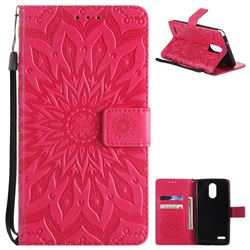 Embossing Sunflower Leather Wallet Case for LG Stylo 3 Plus / Stylus 3 Plus - Red