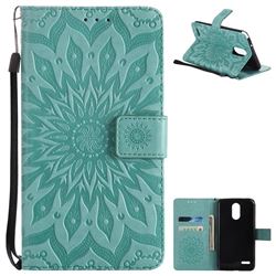 Embossing Sunflower Leather Wallet Case for LG Stylo 3 Plus / Stylus 3 Plus - Green