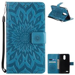 Embossing Sunflower Leather Wallet Case for LG Stylo 3 Plus / Stylus 3 Plus - Blue