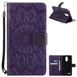 Embossing Sunflower Leather Wallet Case for LG Stylo 3 Plus / Stylus 3 Plus - Purple