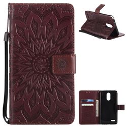 Embossing Sunflower Leather Wallet Case for LG Stylo 3 Plus / Stylus 3 Plus - Brown