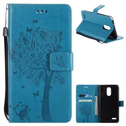 Embossing Butterfly Tree Leather Wallet Case for LG Stylo 3 Plus / Stylus 3 Plus - Blue