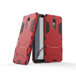 Armor Premium Tactical Grip Kickstand Shockproof Dual Layer Rugged Hard Cover for LG Stylo 4 - Wine Red