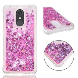 Dynamic Liquid Glitter Sand Quicksand TPU Case for LG Stylo 4 - Pink Love Heart