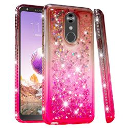 Diamond Frame Liquid Glitter Quicksand Sequins Phone Case for LG Stylo 4 - Gray Pink