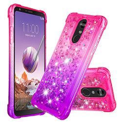 Rainbow Gradient Liquid Glitter Quicksand Sequins Phone Case for LG Stylo 4 - Pink Purple