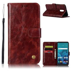 Luxury Retro Leather Wallet Case for LG Stylo 4 - Wine Red