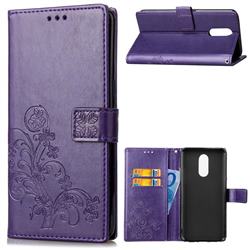 Embossing Imprint Four-Leaf Clover Leather Wallet Case for LG Stylo 4 - Purple