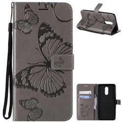 Embossing 3D Butterfly Leather Wallet Case for LG Stylo 4 - Gray