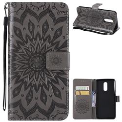 Embossing Sunflower Leather Wallet Case for LG Stylo 4 - Gray
