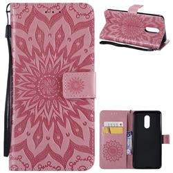 Embossing Sunflower Leather Wallet Case for LG Stylo 4 - Pink