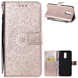 Embossing Sunflower Leather Wallet Case for LG Stylo 4 - Rose Gold