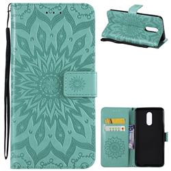 Embossing Sunflower Leather Wallet Case for LG Stylo 4 - Green
