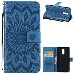 Embossing Sunflower Leather Wallet Case for LG Stylo 4 - Blue