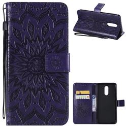 Embossing Sunflower Leather Wallet Case for LG Stylo 4 - Purple