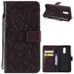 Embossing Sunflower Leather Wallet Case for LG Stylo 4 - Brown