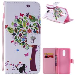 Cat and Tree PU Leather Wallet Case for LG Stylo 4