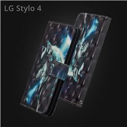 Snow Wolf 3D Painted Leather Wallet Case for LG Stylo 4