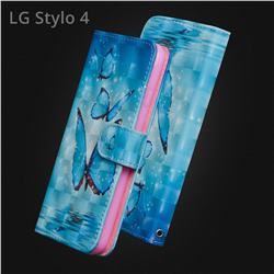 Blue Sea Butterflies 3D Painted Leather Wallet Case for LG Stylo 4