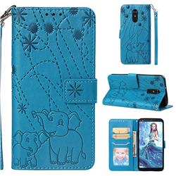 Embossing Fireworks Elephant Leather Wallet Case for LG Stylo 4 - Blue