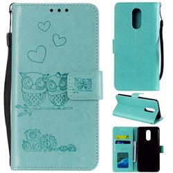 Embossing Owl Couple Flower Leather Wallet Case for LG Stylo 4 - Green