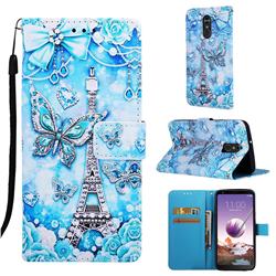 Tower Butterfly Matte Leather Wallet Phone Case for LG Stylo 4