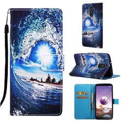 Waves and Sun Matte Leather Wallet Phone Case for LG Stylo 4