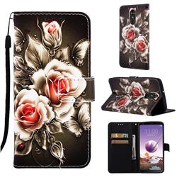 Black Rose Matte Leather Wallet Phone Case for LG Stylo 4