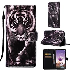 Black and White Tiger Matte Leather Wallet Phone Case for LG Stylo 4