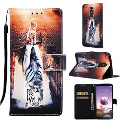 Cat and Tiger Matte Leather Wallet Phone Case for LG Stylo 4