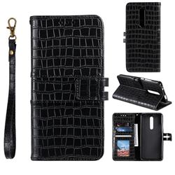 Luxury Crocodile Magnetic Leather Wallet Phone Case for LG Stylo 4 - Black