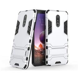 Armor Premium Tactical Grip Kickstand Shockproof Dual Layer Rugged Hard Cover for LG Stylo 5 - Silver